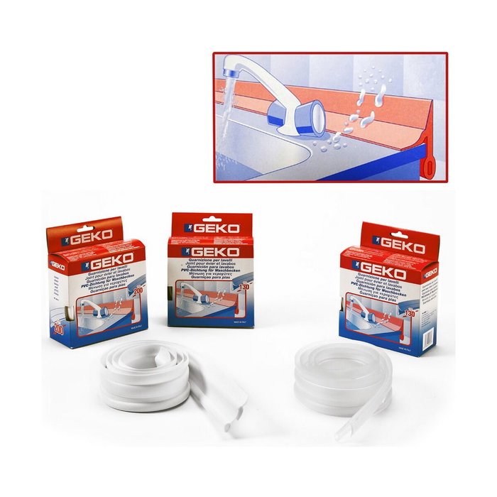 Geko Guarnición PVC para lavabos y fregaderos Blanco 130 cm