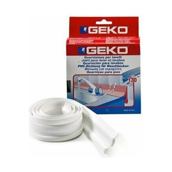 Geko Guarnición PVC para lavabos y fregaderos Blanco 130 cm