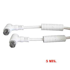 Edm Prolongación TV-Video Acodada con Filtro 9.5mm 5m Blanca