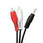 Edm Cable de audio estéreo jack macho a 2 RCA macho 3,5mm, 1,5m, negro