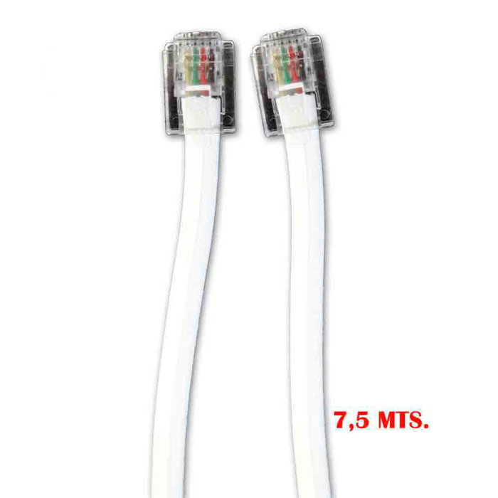 Edm Prolongación Telefónica 7,5m 4 Vías Macho-Macho Blanco PVC Edm Prolongación Telefónica 7,5m 4 Vías Macho-Macho Blanco PVC