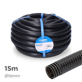 Edm Corrugado Exterior 16mm m-25 15m PVC Negro