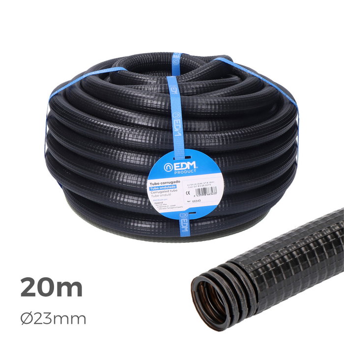 Edm Tubo Corrugado para Exterior 23mm-32mm 20m Negro Edm Tubo Corrugado para Exterior 23mm-32mm 20m Negro