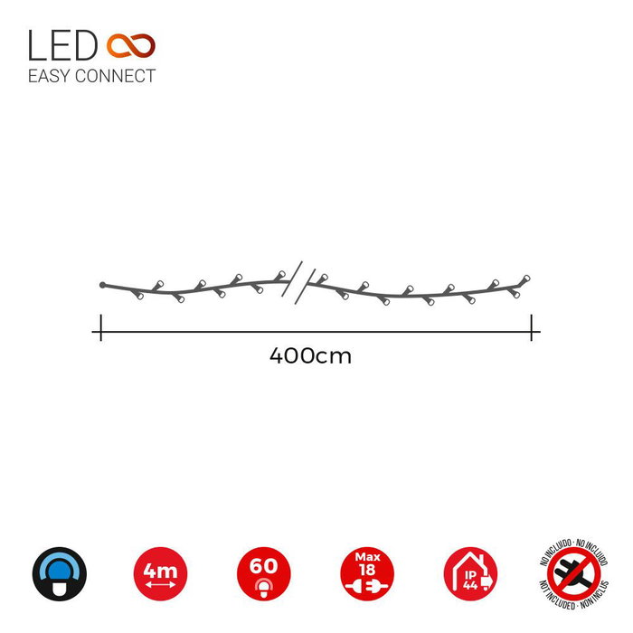 Edm Guirnalda easy-connect 4m 60 Leds Azul IP44 Interior-Exterior 1,08W Edm Guirnalda easy-connect 4m 60 Leds Azul IP44 Interior-Exterior 1,08W