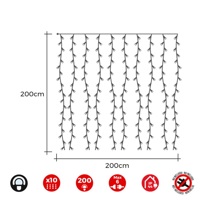 Edm Cortina LED Easy-Connect Blanco Frío 2x2m Edm Cortina LED Easy-Connect Blanco Frío 2x2m
