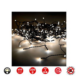 Edm Cortina led easy-connect 2x2m Blanco cálido Interior/Exterior IP44 200 Leds