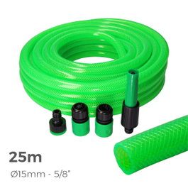 Edm Kit manguera de jardín estándar 25 m, ø15 mm, verde fluorescente