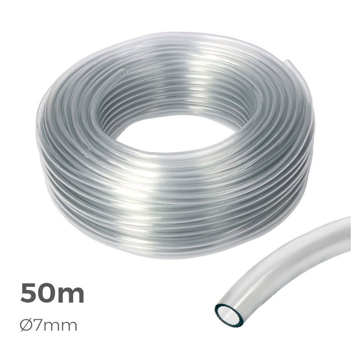 Edm Manguera Cristal Flexible PVC Transparente 50m (7mm) Resistente UV Edm Manguera Cristal Flexible PVC Transparente 50m (7mm) Resistente UV