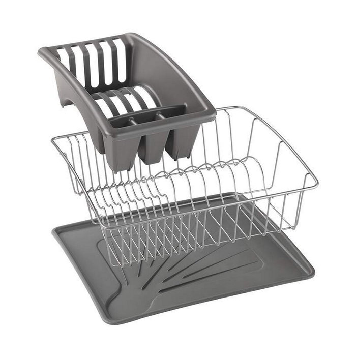 Metaltex Escurreplatos con bandeja extraíble 35 x 30 x 11 cm Gris