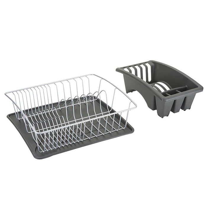 Metaltex Escurreplatos con Bandeja Extraible 35 x 30 x 11 cm Plástico / Metal Gris