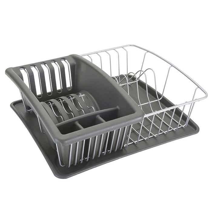 Metaltex Escurreplatos con Bandeja Extraible 35 x 30 x 11 cm Plástico / Metal Gris