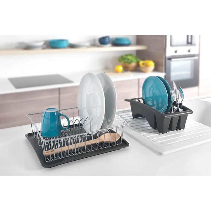 Metaltex Escurreplatos con Bandeja Extraible 35 x 30 x 11 cm Plástico / Metal Gris