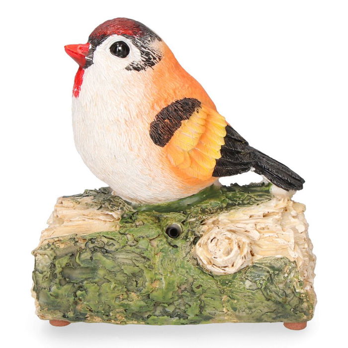 Ipae Progarden Figura Decorativa Pájaro con Sensor de Movimiento y Sonido, 12.5 cm, Polipropileno, Modelos Variados