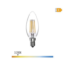 Edm Bombilla Vela Filamento LED E14 4W 500 lm 3200K Luz Cálida Ø3,5 x 9,8 cm