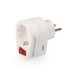 Edm Clavija Adaptadora con Interruptor Blanca 3680W 16A 250V Patas 4.8mm Schuko T/TL Luminoso