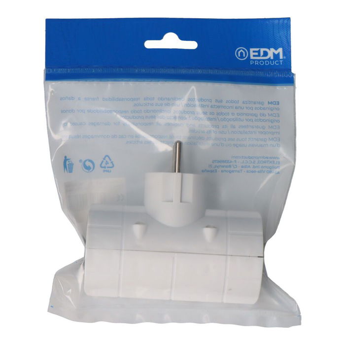 Edm Clavija Doble Económica T/TL Tipo F 4.8mm 16A 250V Máx 3680W Blanca Envasada