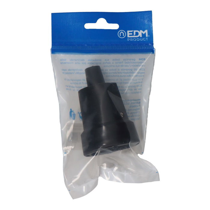 Edm Base Aérea Goma 10/16A 250V IP44 Negra Salida Frontal 4.8mm Tipo F