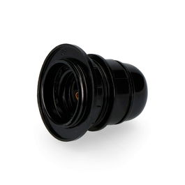 Edm Portalámparas Semiroscado E-27 Negro con Arandela y Salida de Cable Frontal 250V