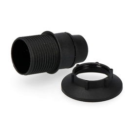 Solera Portalámparas E14 Semiroscado con Arandela Negro Salida Frontal 250V