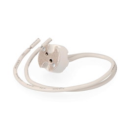 Edm Portalámparas Halógeno MR-16 Bi-pin Blanco Interior 4A 24V Esteatita Cable 15cm