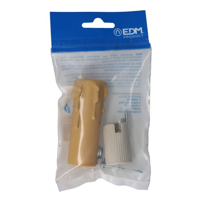 Solera 44145+44126 Portalámparas E14 Porcelana con Vela Mediana Crema