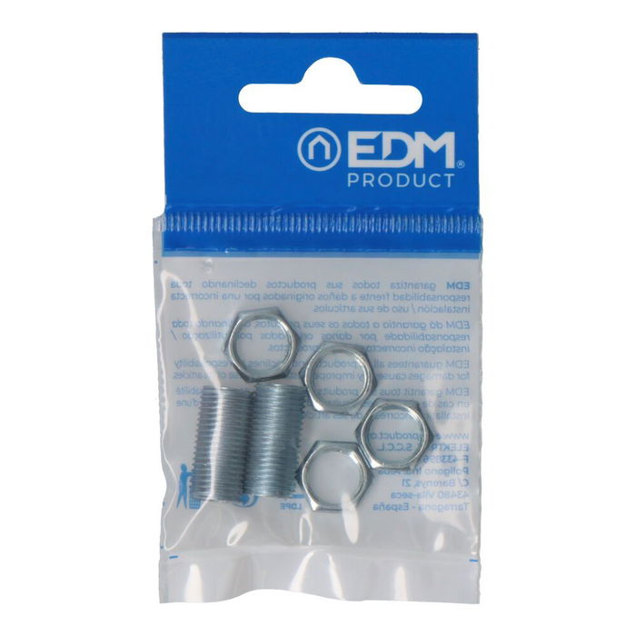 Edm Rosca 20 mm con Tuerca Métrica 10/100 Acero Pack 2 Unidades