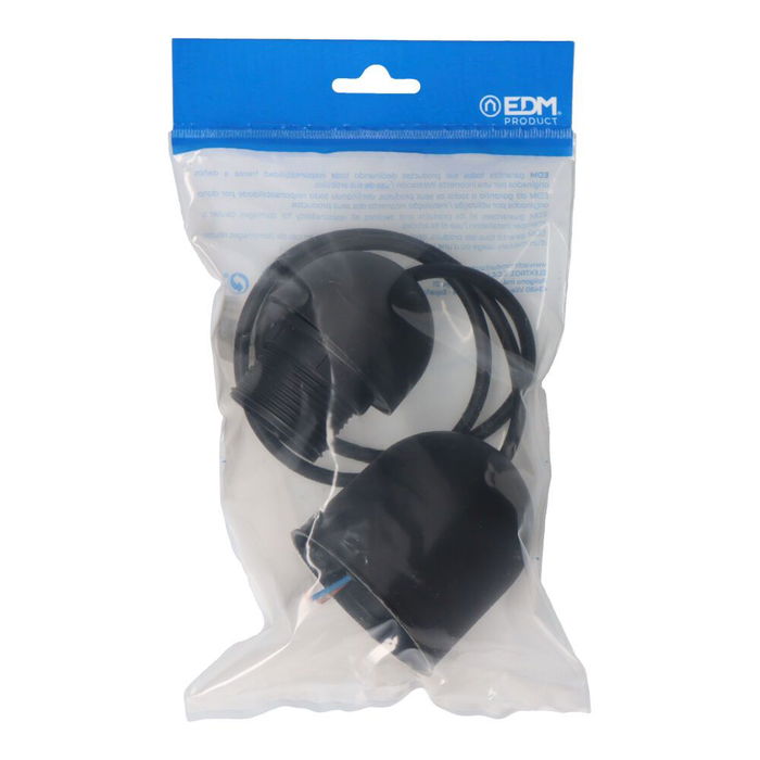 Edm Conjunto Colgante E27 Cable 80cm Negro Uso Interior