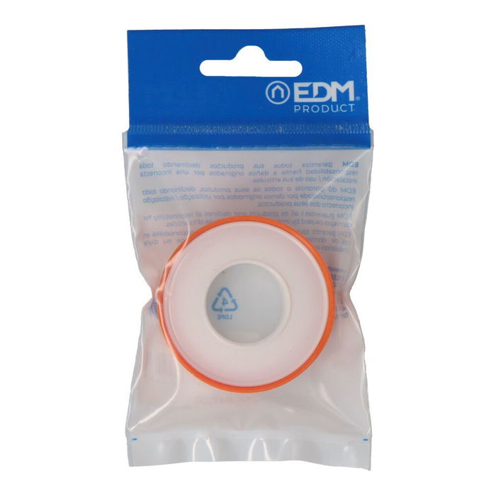 Edm Cinta PTFE 70 micras Blanco 12 mm x 12 m Fontanería Riego