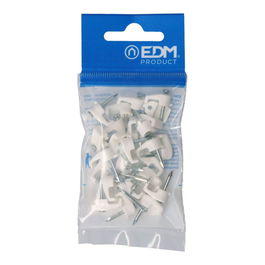 Edm Grapa para cable Nº1 manguera plana 2 x 1,5 mm blanca blister 25 uds