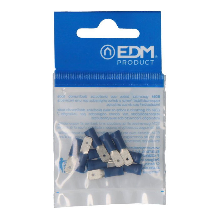 Edm Terminal Faston Macho Preaislado 4,8 mm Hembra 10 Unidades Acero Metalico Azul