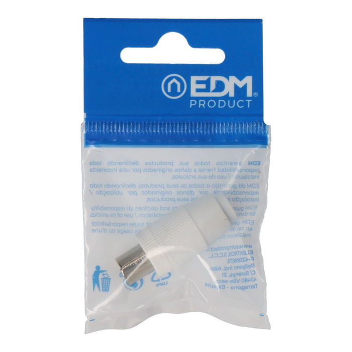 Edm Clavija TV Recta Macho 9,5mm Blanca Polietileno