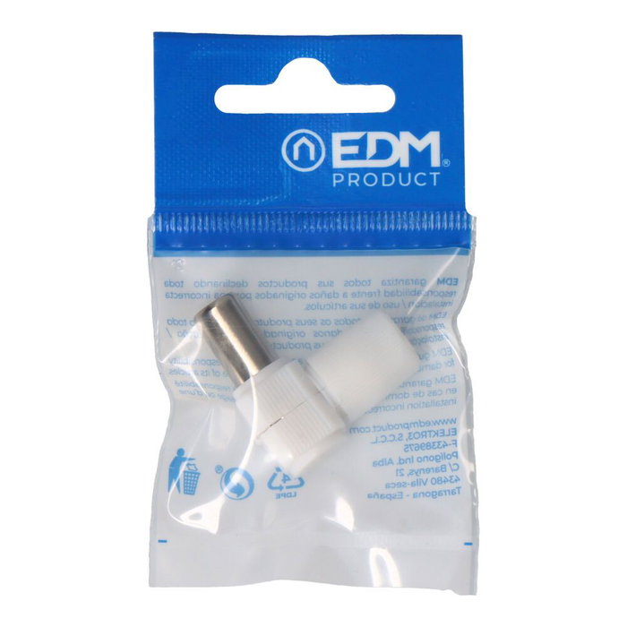 Edm Clavija TV Acodada Macho 9,5 mm Blanca Polietileno