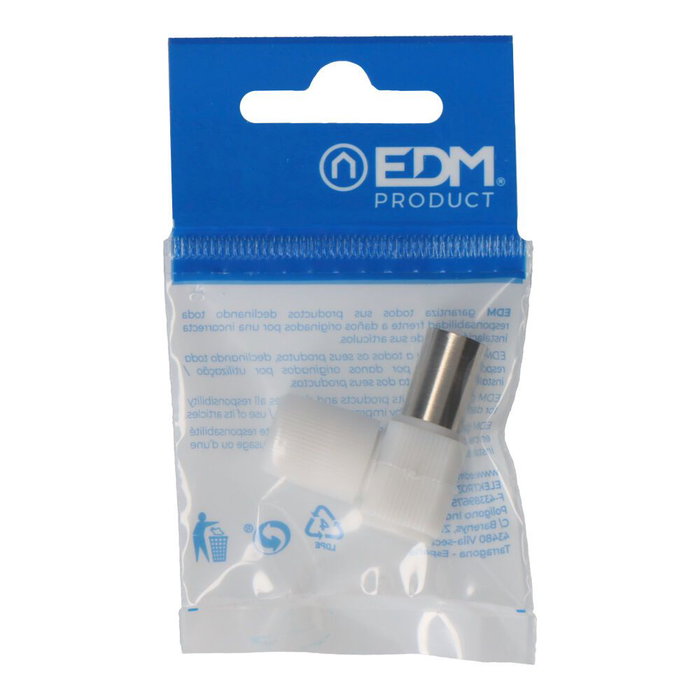 Edm Base Aérea TV Acodada Hembra Polietileno Blanco 9,5 mm Envasada