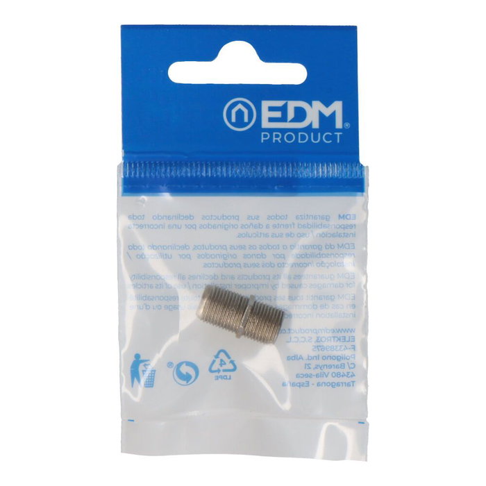 Edm Conector Empalmador "f" Macho-Macho Parabólica Acero Inoxidable Cromado Edm Conector Empalmador "f" Macho-Macho Parabólica Acero Inoxidable Cromado