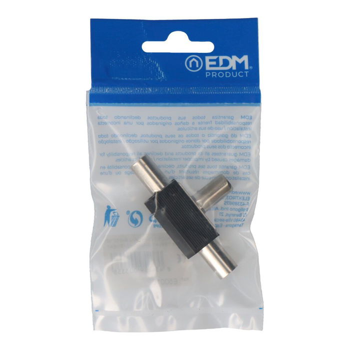 Edm Derivador TV 1 Clavija + 2 Bases Negro Blindado