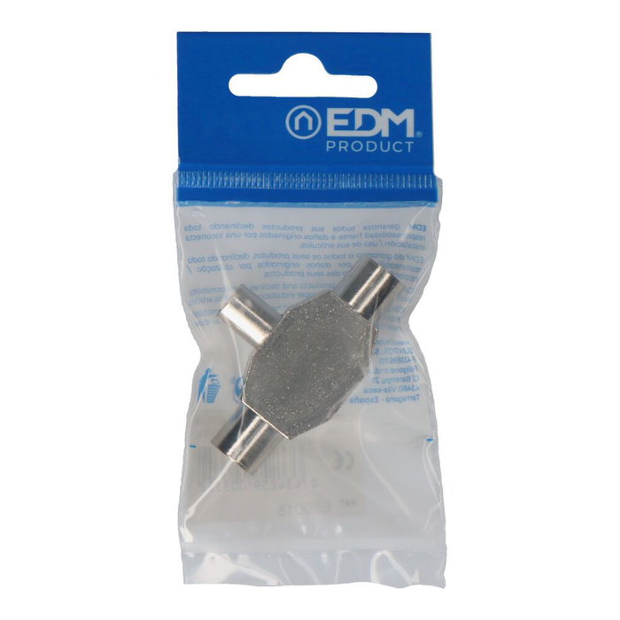 Edm Derivador TV 1 Clavija + 2 Bases Metálico Acero Inoxidable Extra Envasado