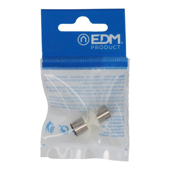 Edm Unión Hembra-Hembra 9,5mm Metal / Pvc Unión TV Envasado