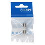 Edm Unión Macho-Macho 9,5mm envasado Blanco Metal / PVC
