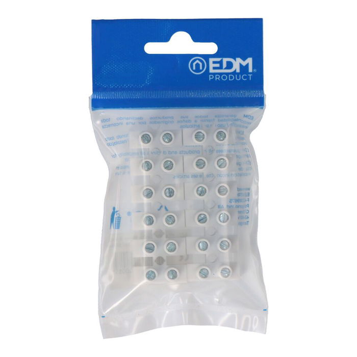 Edm Regleta de Conexion 10 mm, 12 Conectores, Blanca, Homologada, 450V, 57A