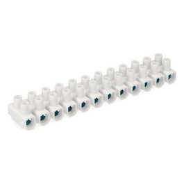 Edm Regleta de conexión de 25 mm con 12 conectores, blanca