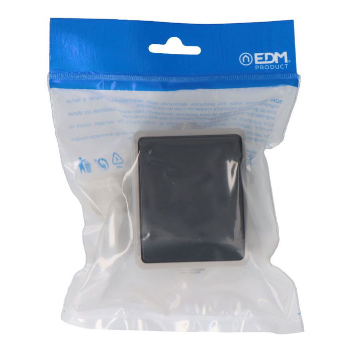 Solera Pulsador Estanco IP44 Superficie Gris/Negro 10A 250V~ 65x80x55 mm Polipropileno