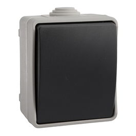 Solera Pulsador Estanco IP44 Superficie Gris/Negro 10A 250V~ 65x80x55 mm Polipropileno