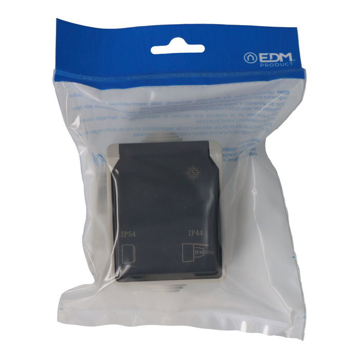 Solera Base Estanca 2P+T T/TL IP44 16A 250V para Montaje en Superficie, Gris/Negro