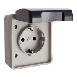 Solera Base Estanca 2P+T T/TL IP44 16A 250V para Montaje en Superficie, Gris/Negro