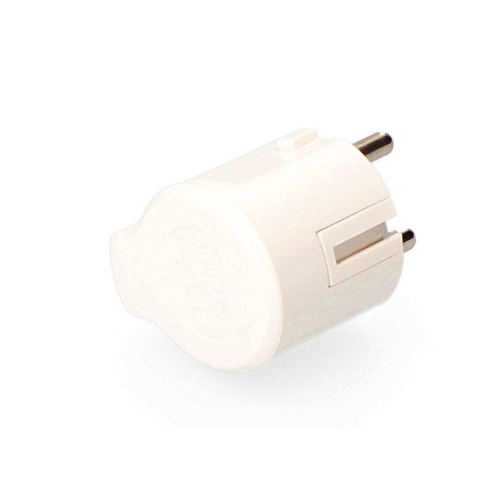 Edm Clavija 2p+t tipo F 16A 250V salida 90° blanca
