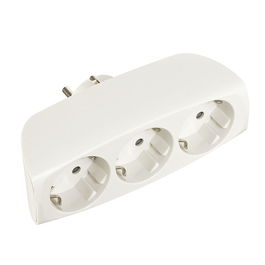 Edm Adaptador Triple 2P+T 16A 250V~ Entrada Frontal Blanco Retractilado