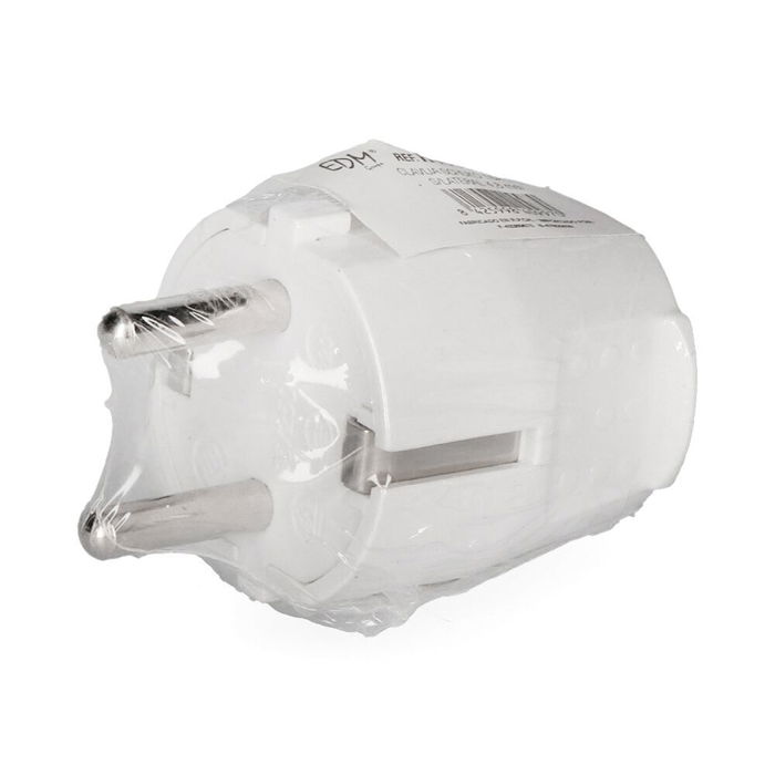 Edm Clavija Tipo F 2p+t T/TL 4.8mm Retractilada Blanca 10/16A 250V Edm Clavija Tipo F 2p+t T/TL 4.8mm Retractilada Blanca 10/16A 250V