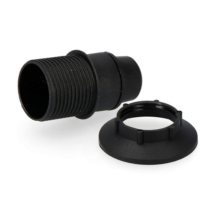 Solera Portalámparas E14 Semiroscado Retractilado Negro Solera Portalámparas E14 Semiroscado Retractilado Negro