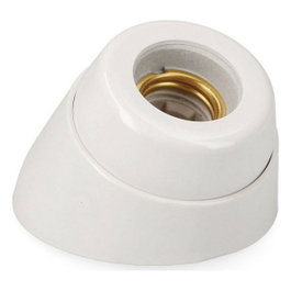 Edm Portalamparas E27 Zocalo Curvo de Porcelana Blanco