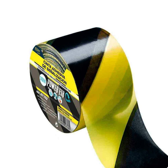 Edm Cinta adhesiva de señalización amarillo-negra 50 mm x 30 m Edm Cinta adhesiva de señalización amarillo-negra 50 mm x 30 m